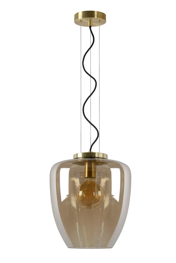 Lucide FLORIEN - Lámpara colgante - Ø 28 cm - 1xE27 - Ámbar - apagado
